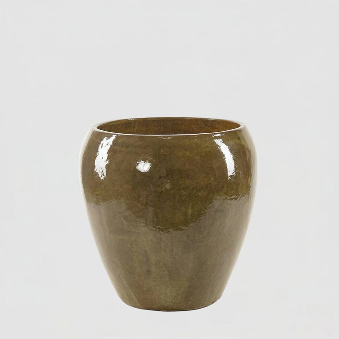 EDG Enzo De Gasperi Vaso Glaze Bombato H52 cm Oliva
