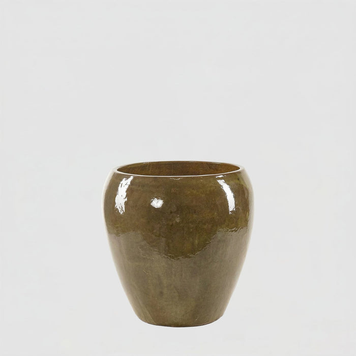 EDG Enzo De Gasperi Vaso Glaze Bombato H42 cm Oliva