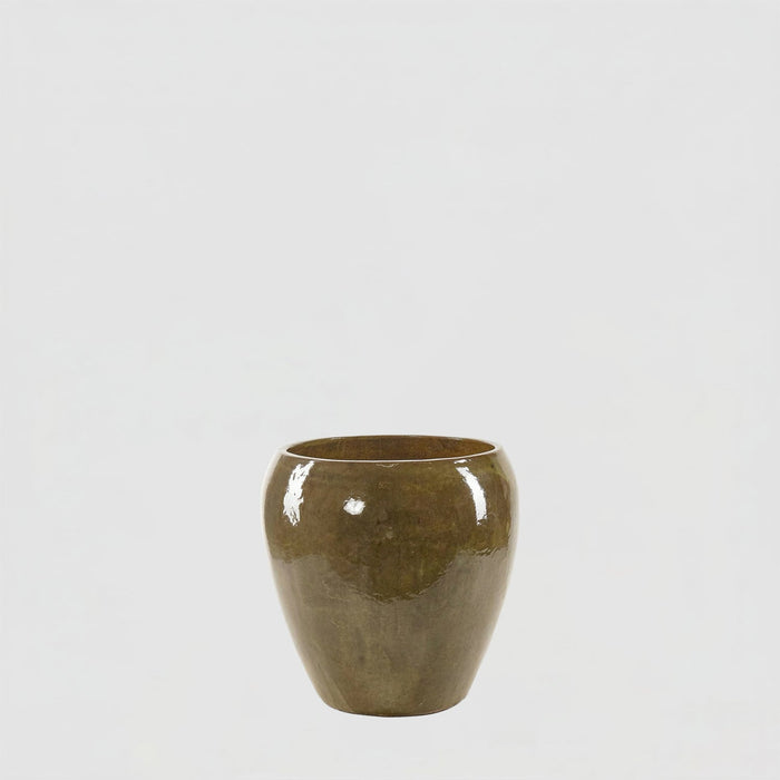 EDG Enzo De Gasperi Vaso Glaze Bombato H32 cm Oliva