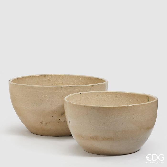 EDG Enzo De Gasperi Set 2 Vasi Glaze Rotondi H30 H24 cm Avorio