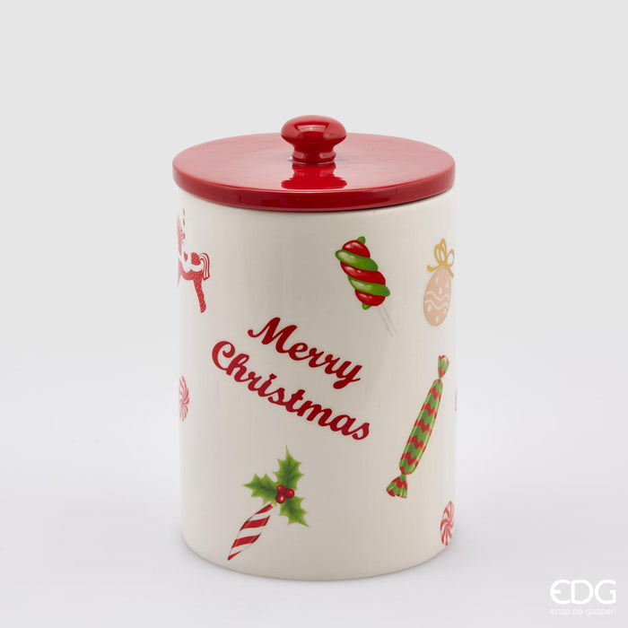 EDG Enzo De Gasperi Barattolo Natalizio con decori H22 D15.5 cm