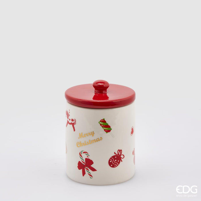 EDG Enzo De Gasperi Barattolo Natalizio con decori H17 D12 cm