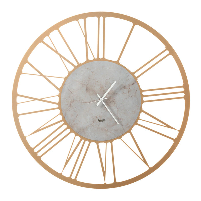 Orologio da parete classico Marmo - Oro laccato e marmo travertino