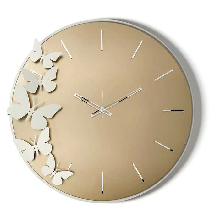 Orologio da parete in vetro specchiato Diana - Bianco Marmo - Velour Luxe