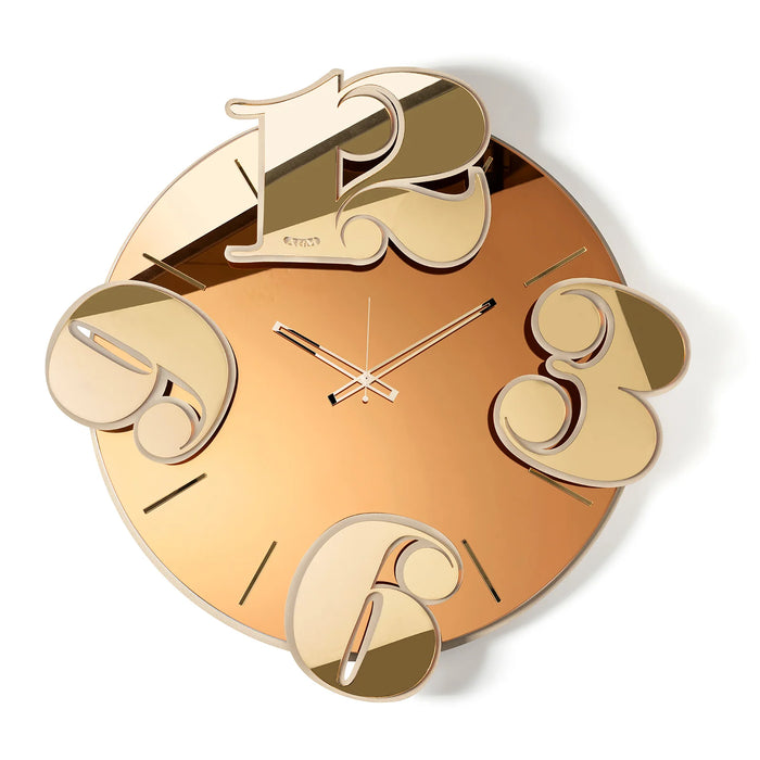 Orologio da parete in vetro specchiato Benguiat - Beige e Cristal Luxe