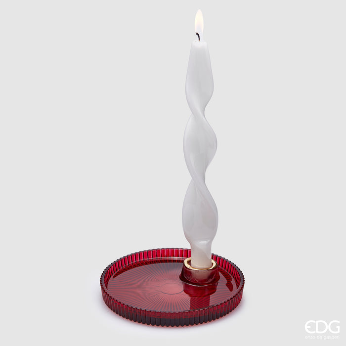 EDG Enzo De Gasperi Portacandela Disco Righe D15 cm Rosso