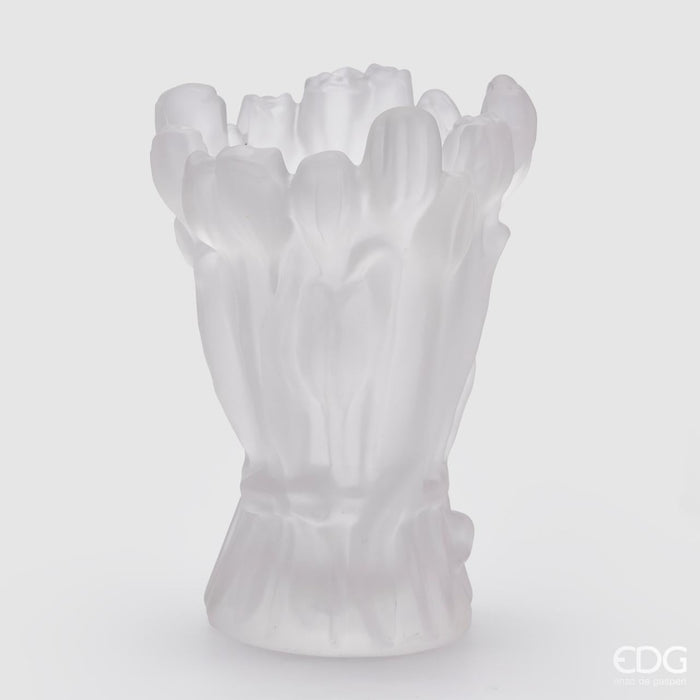 EDG Enzo De Gasperi Vaso Tulipani Vetro Satinato H30 D22 cm