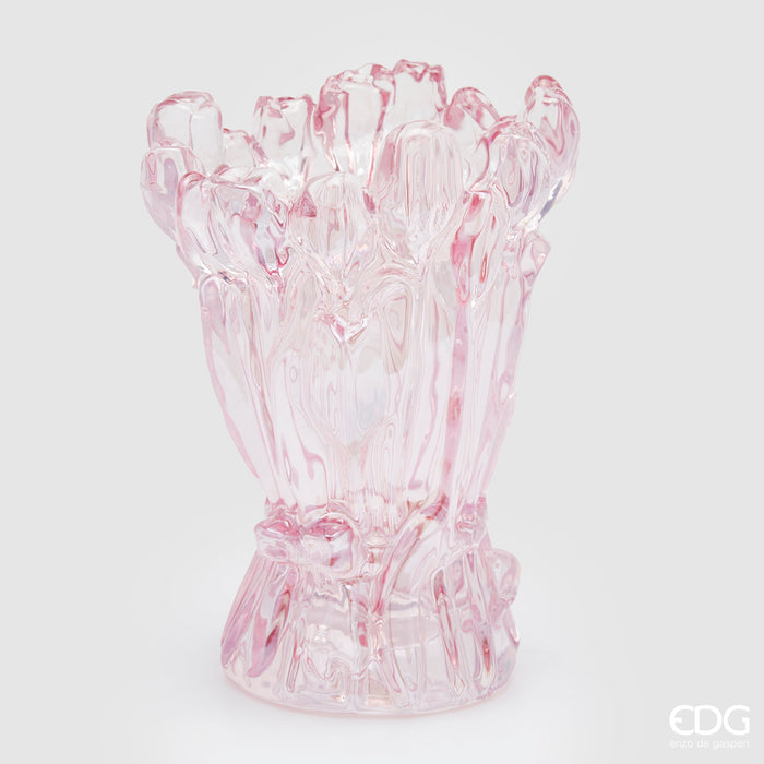 Vaso Tulipano H30 D22 cm in Vetro Rosa