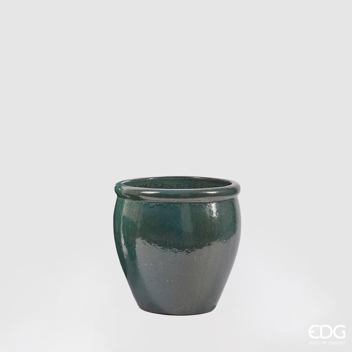 EDG Enzo De Gasperi Vaso Glaze Bombato H40xD40 cm Verde Scuro