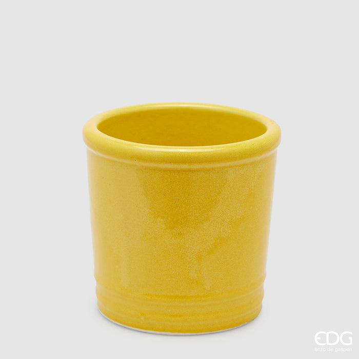 EDG Enzo De Gasperi Vasetto Glaze Cilindro in Ceramica H18 D18 cm Giallo
