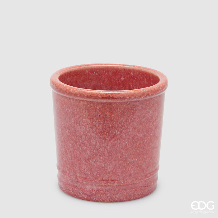 EDG Enzo De Gasperi Vasetto Glaze Cilindro in Ceramica H18 D18 cm Rosa
