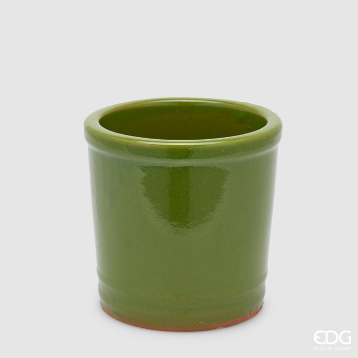 EDG Enzo De Gasperi Vasetto Glaze Cilindro in Ceramica H18 D18 cm Verde Pisello