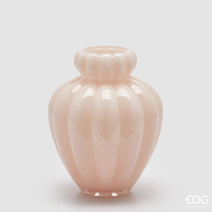 Vaso Chignon H28 cm in Vetro Rosa