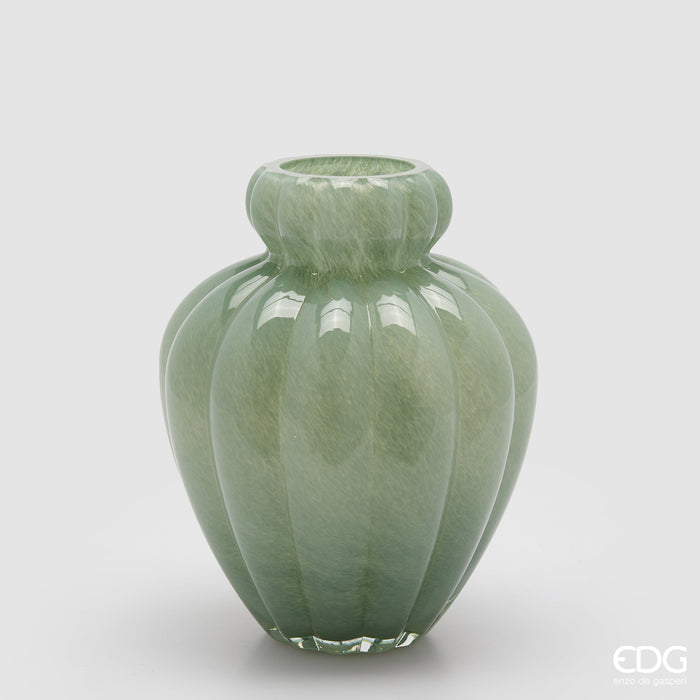 Vaso Chignon H28 cm in Vetro Verde