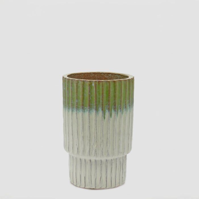 EDG Enzo De Gasperi Vaso Glaze Atlas Righe H37 cm Verde