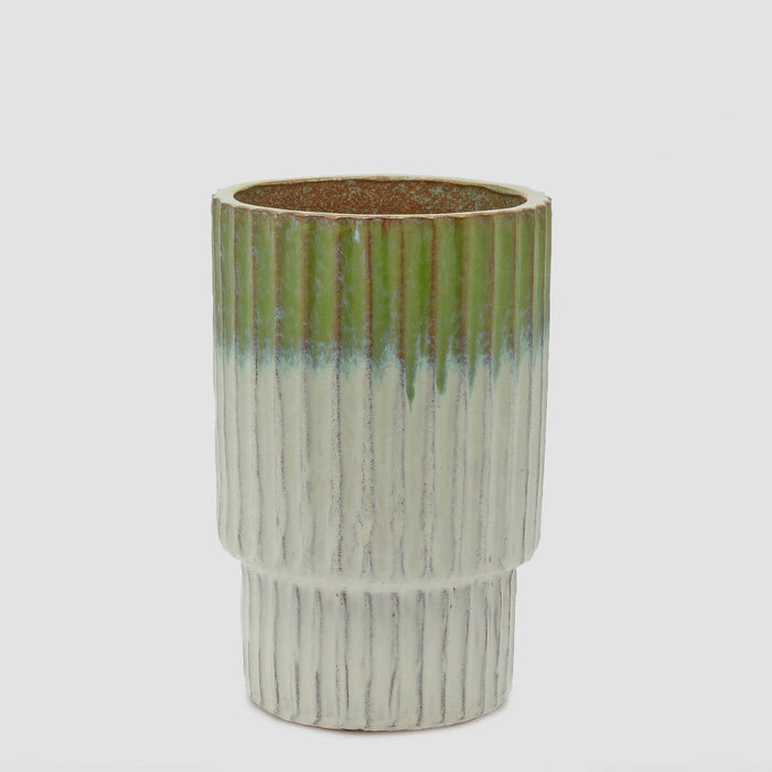 EDG Enzo De Gasperi Vaso Glaze Atlas Righe H44 cm Verde