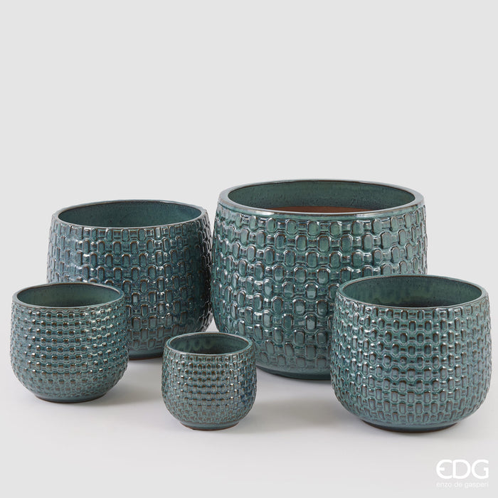 EDG Enzo De Gasperi Offerta Set 5 Vasi Cachepot Bombati Verde Smeraldo