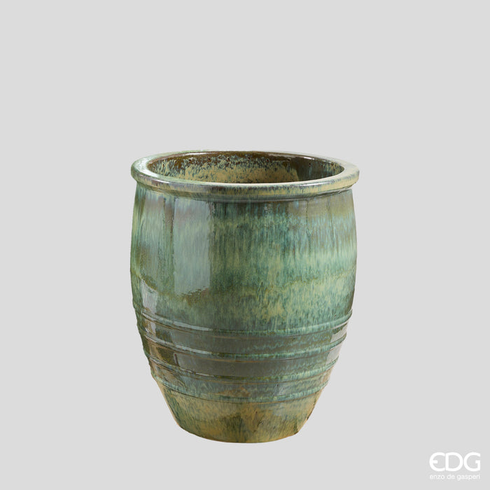 EDG Enzo De Gasperi Vaso Glaze Bombato Anfora H71 D59 cm Verde 160 Litri