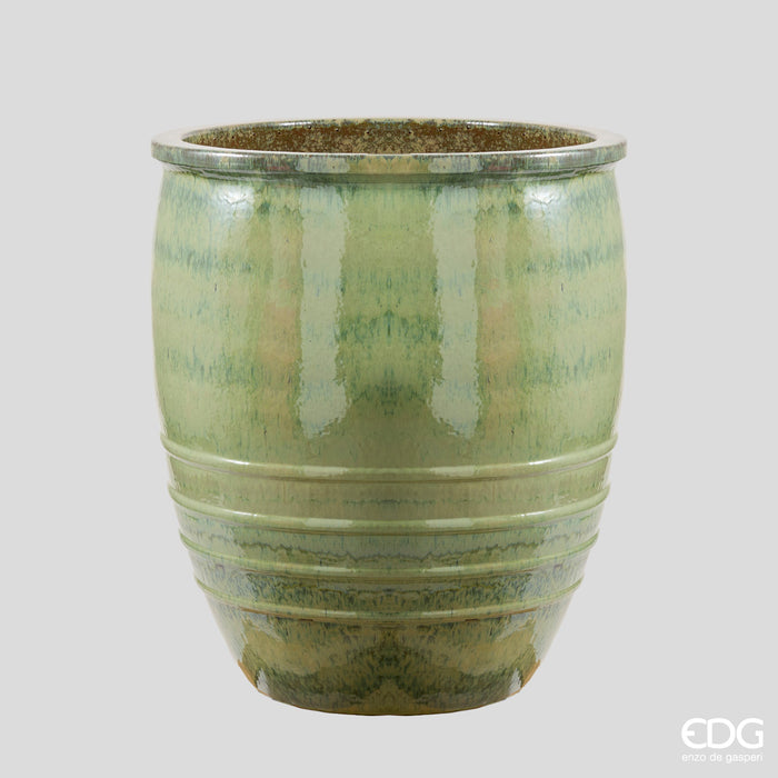EDG Enzo De Gasperi Vaso Glaze Bombato Anfora H94 D76 cm Verde 380 Litri