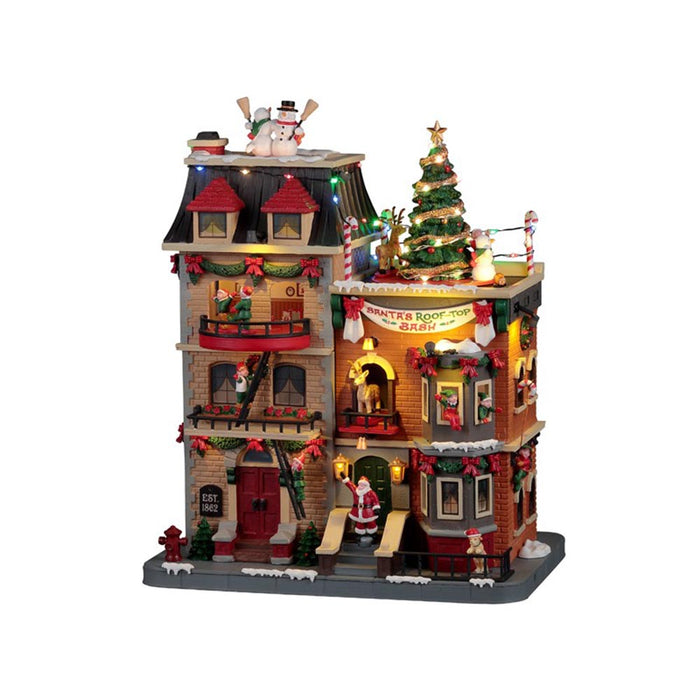 LEMAX Edificio illuminato "Santa'S Rooftop Bash" Costruisci il tuo villaggio di Natale