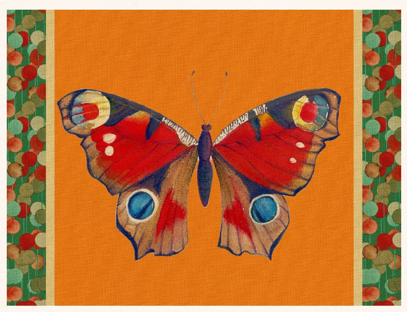 TOVAGLIETTA RIGIDA ARANCIONE 39x29,5-FARFALLA OCCHIO DI PAVONE