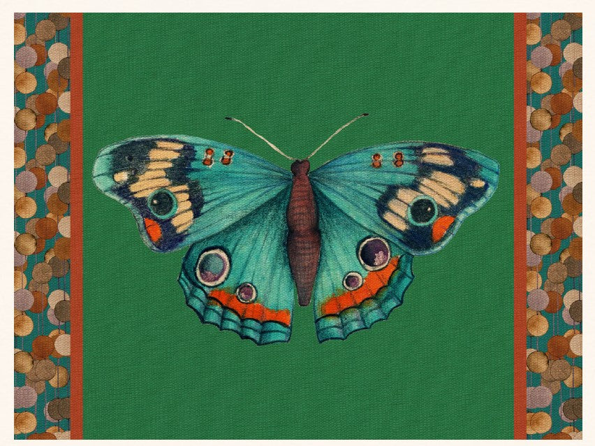 TOVAGLIETTA RIGIDA VERDE 39x29,5 -FARFALLA JUNONIA
