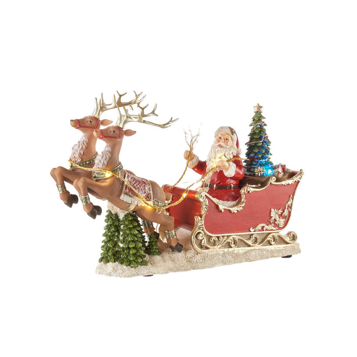 L'Oca Nera Decorazione Natalizia Babbo Natale in Slitta con Led