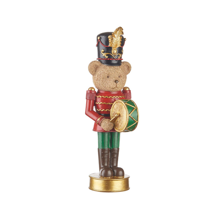 L'Oca Nera Teddy Bear Orchestra Decorazione Orsetto con Tamburo H25,5 cm