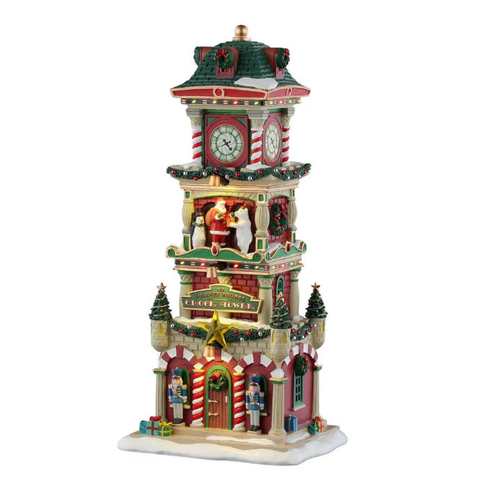 LEMAX Edificio illuminato Torre dell'orologio "The Village Square Clock Tower"