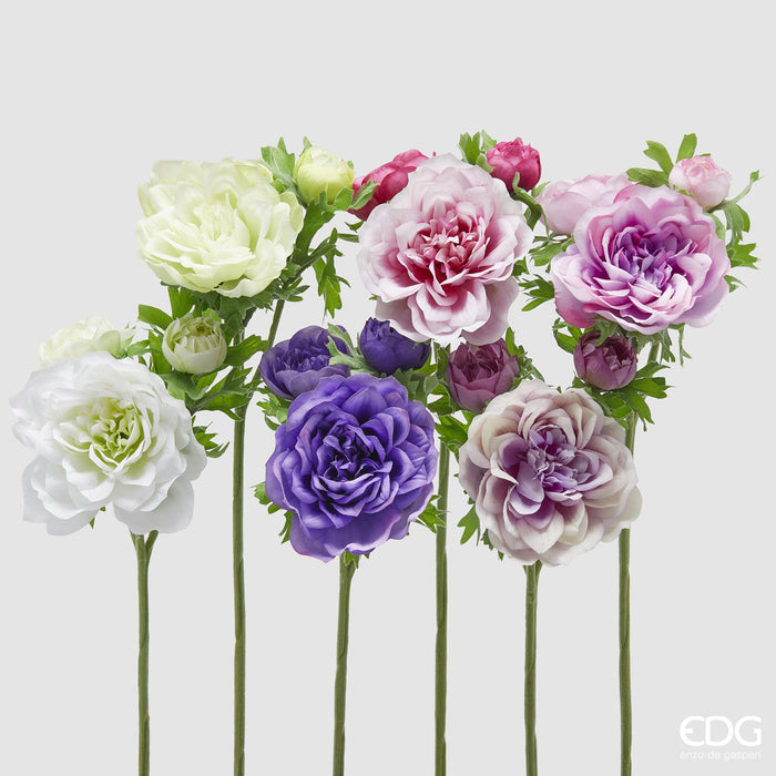 Set 6 Rami Anemone con Foglie H45 cm