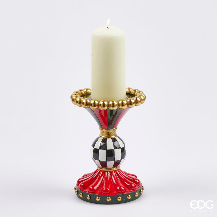 EDG Enzo De Gasperi Portacandela Scacchi H20 cm Rosso