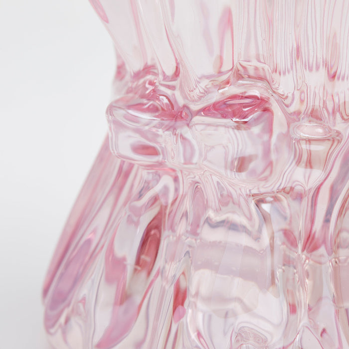 Vaso Tulipano H30 D22 cm in Vetro Rosa