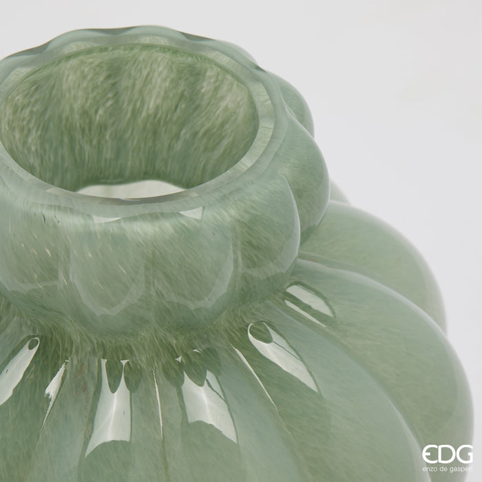 Vaso Chignon H28 cm in Vetro Verde