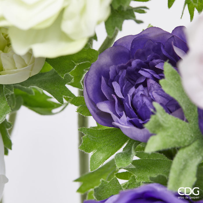 Set 6 Rami Anemone con Foglie H45 cm