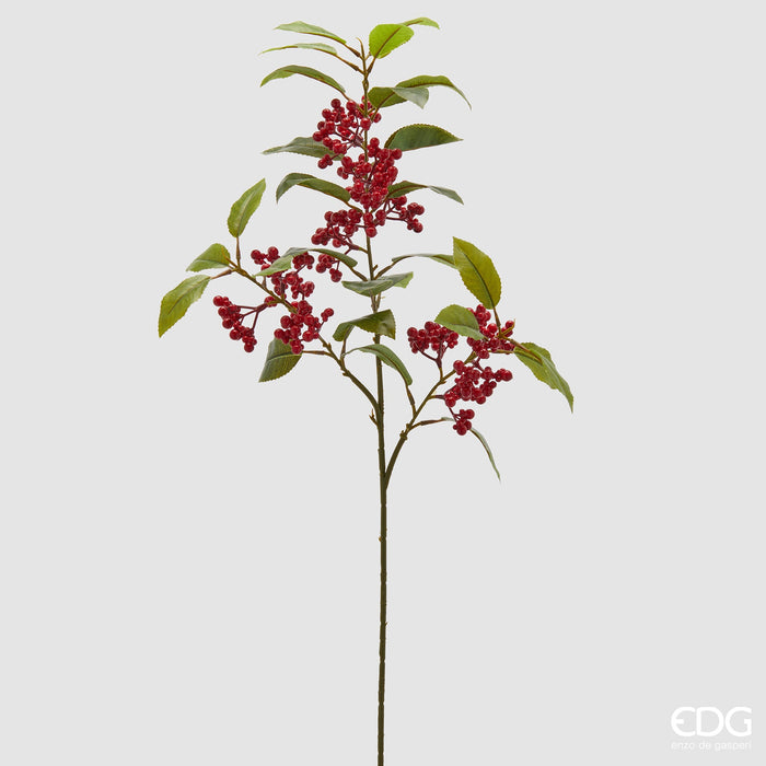 EDG Enzo De Gasperi Ramo di Piracanta con Foglie Rosso H88 cm