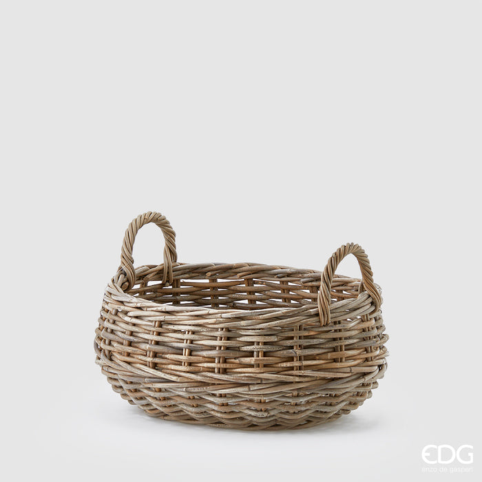 EDG Enzo De Gasperi Cesto Ovale in Rattan con Manici D46 cm