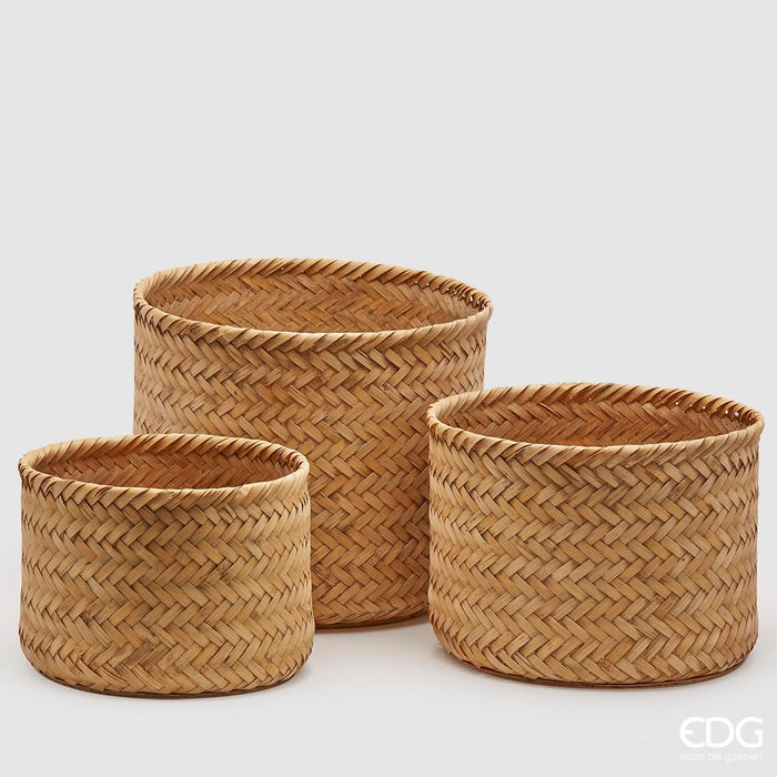 EDG Enzo De Gasperi Set 3 Ceste Rotonde in Bamboo