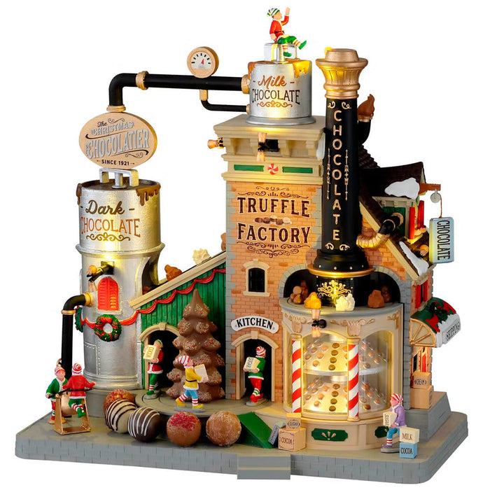 LEMAX Edificio illuminato Fabbrica di cioccolato animata con musica Costruisci il tuo villaggio di Natale