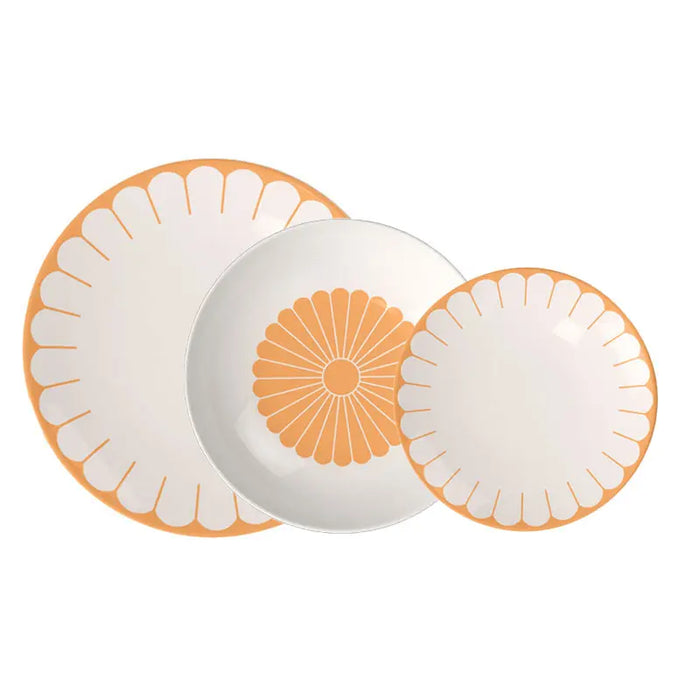 Villeroy & Boch – Servizio Tavola 18 Pezzi per 6 posti tavola in Porcellana Giallo con decoro floreale – Fleur
