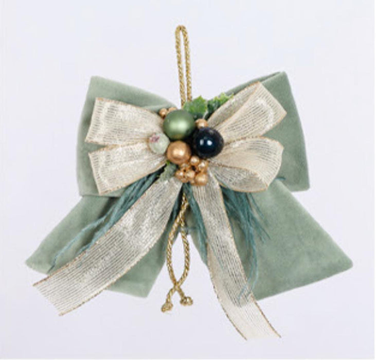 Fiocco in velluto acquamarina con decorazione 14 cm