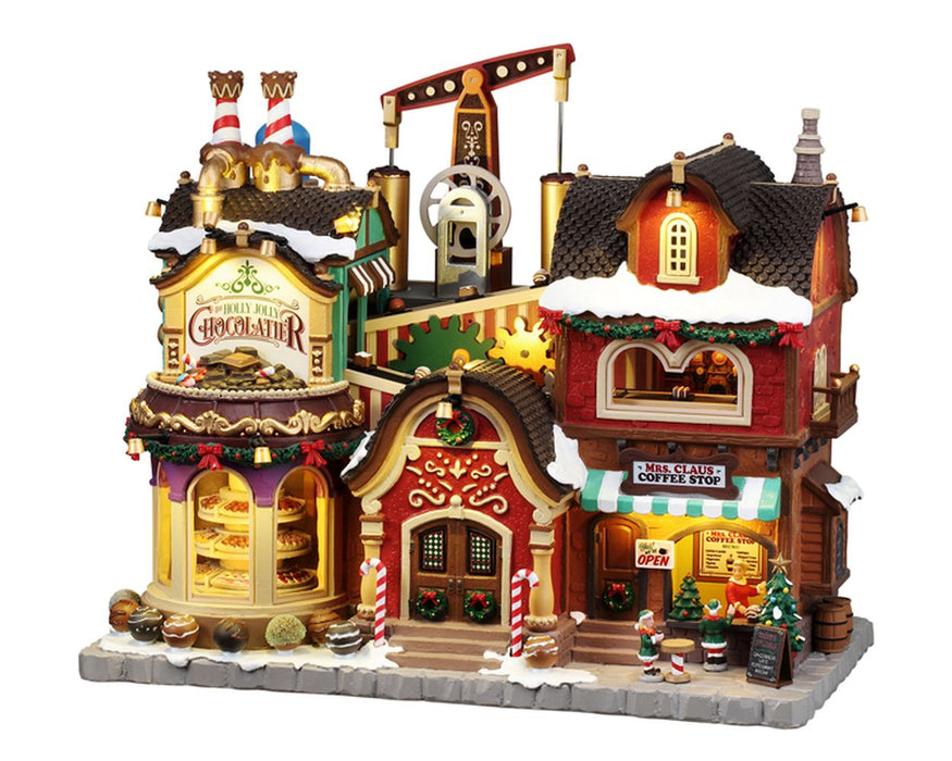 LEMAX Edificio in movimento e musica "The Holly Jolly Chocolatier & Mrs. Claus Coffee Shop" H28x32.5x19 cm