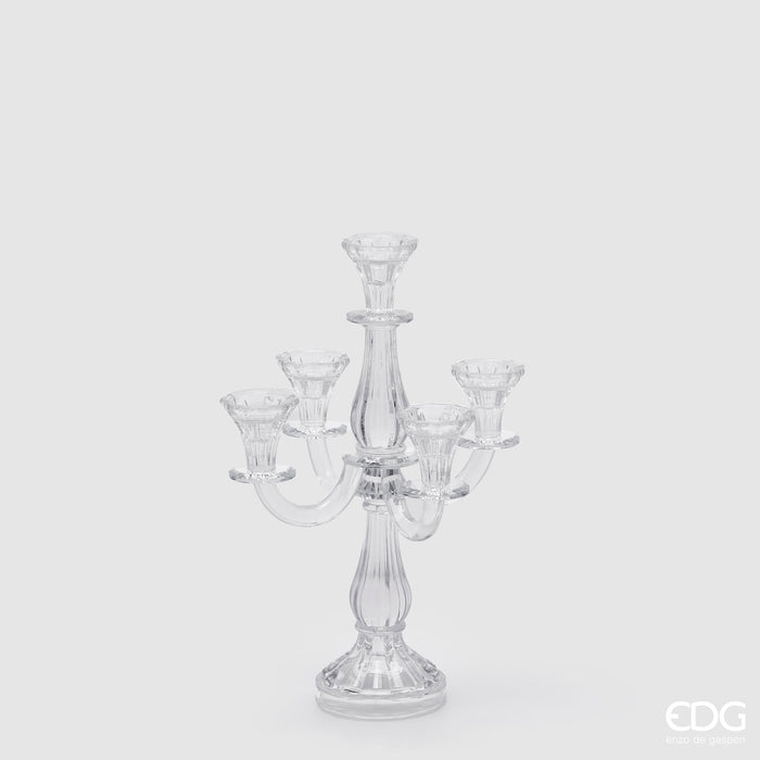 EDG Enzo De Gasperi Candelabro Crystal Sinuoso 5 Fuochi H35 cm