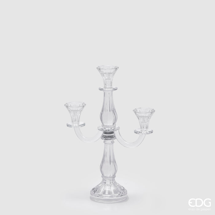 EDG Enzo De Gasperi Candelabro Crystal Sinuoso 3 Fuochi H35 cm