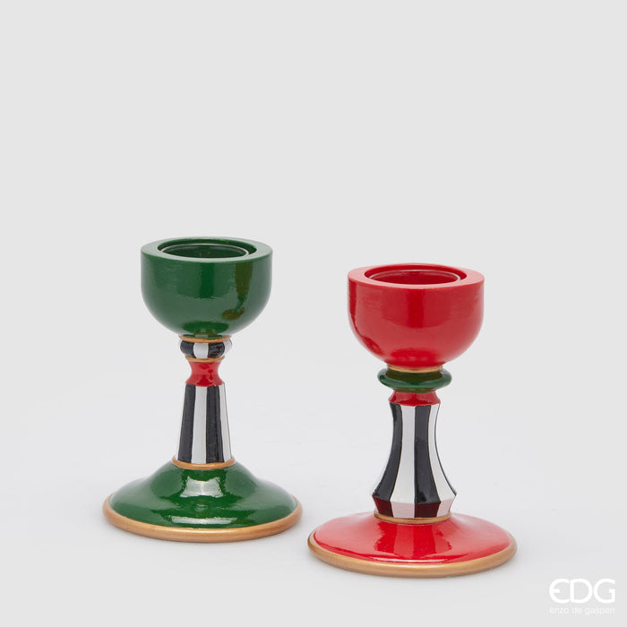EDG Enzo De Gasperi Set 2 Portacandele Scacchi H15 D11 cm