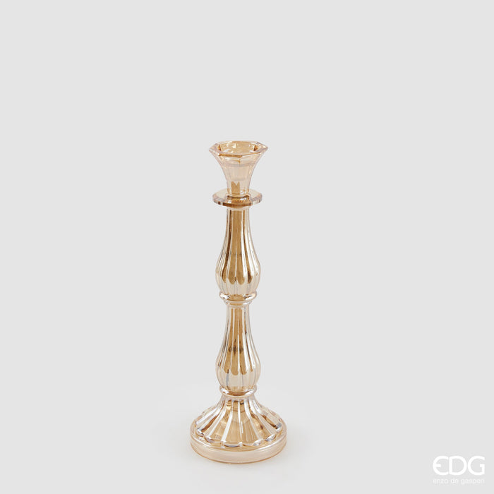 EDG Enzo De Gasperi Portacandela Crystal Sinuoso H31 cm Ambra
