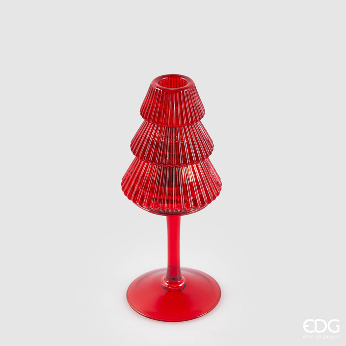 EDG Enzo De Gasperi Portacandela natalizio Pino Calice Rosso H19 cm