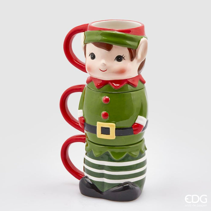 EDG Enzo De Gasperi Set 3 Tazze Mug impilabili Elfo H26 cm
