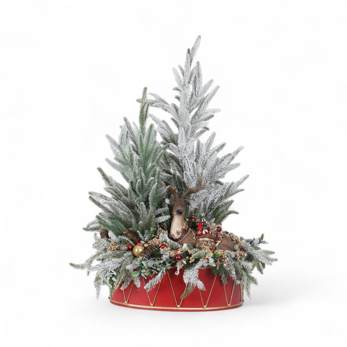 Cesto Tamburello Rosso Natalizio 60×90 cm - Fiori di Lena