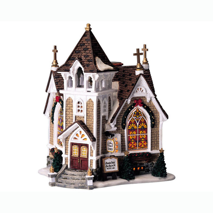 LEMAX Edificio illuminato led "Little River Church" in porcellana H18.7 x 16.1 x 13.7 cm