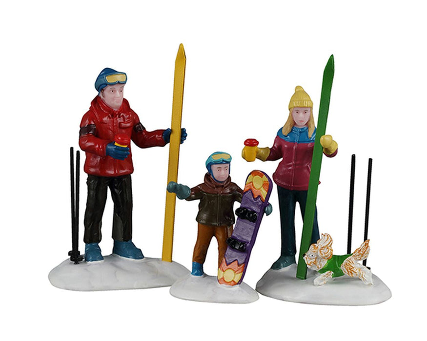 LEMAX Set 3 Personaggi Giornata sugli sci in famiglia "Family Ski Day" H7.8 cm